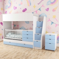 Дитяче двоярусне ліжко- трансформер 3 в 1 Binky ДС702 White/Sky ДСП